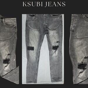 Ksubi Men's Gray Distressed Jeans